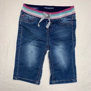 🆕 Denim Jean Bermuda Shorts Girl’s 5-6 Shimmer Elastic Waist Skimmer Shorts